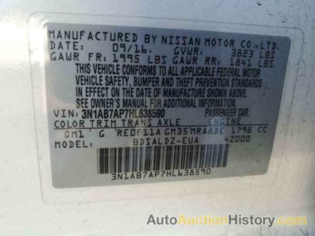 NISSAN SENTRA S, 3N1AB7AP7HL638590