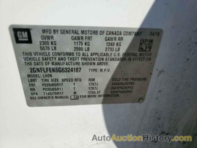 CHEVROLET EQUINOX LT, 2GNFLFEK6G6324187