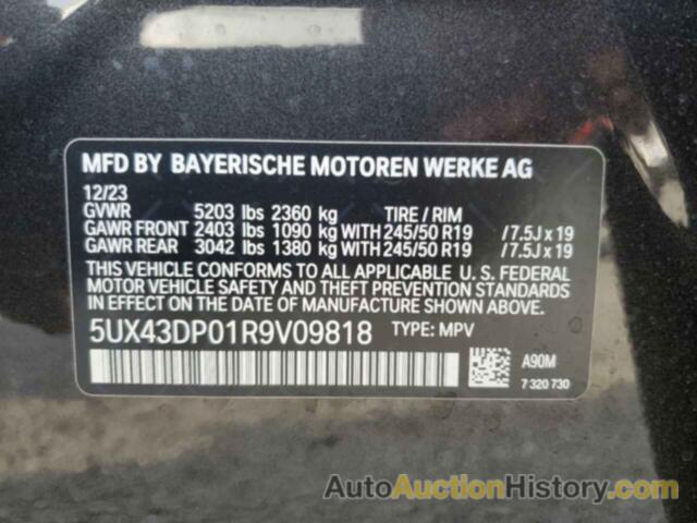 BMW X3 SDRIVE30I, 5UX43DP01R9V09818