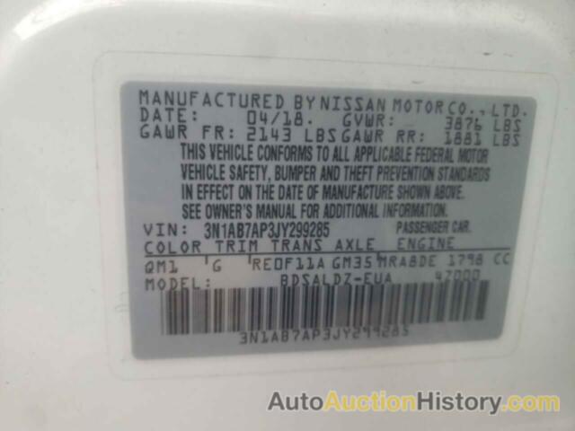 NISSAN SENTRA S, 3N1AB7AP3JY299285