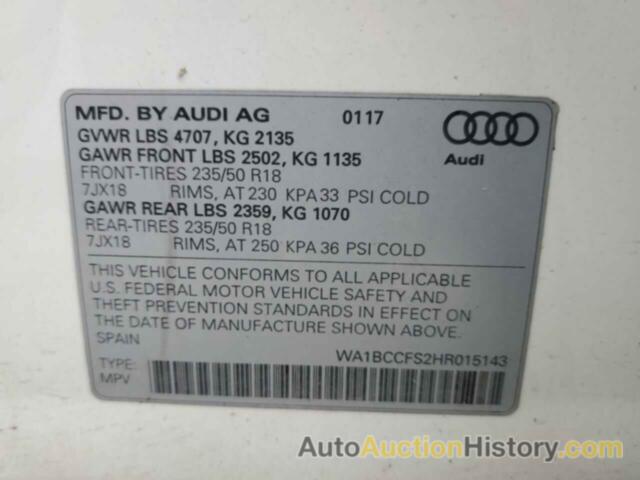 AUDI Q3 PREMIUM, WA1BCCFS2HR015143