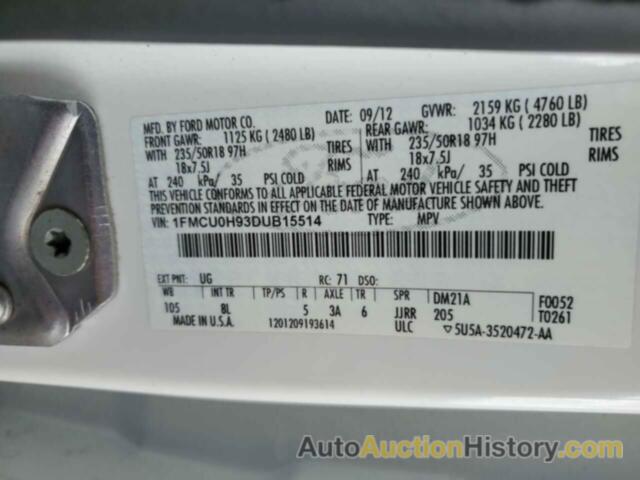 FORD ESCAPE SEL, 1FMCU0H93DUB15514