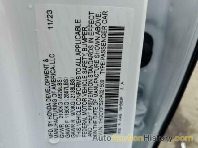 HONDA ACCORD HYBRID SPORT, 1HGCY2F52RA021509