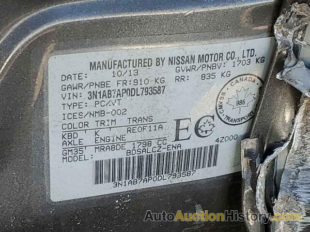 NISSAN SENTRA S, 3N1AB7AP0DL793587