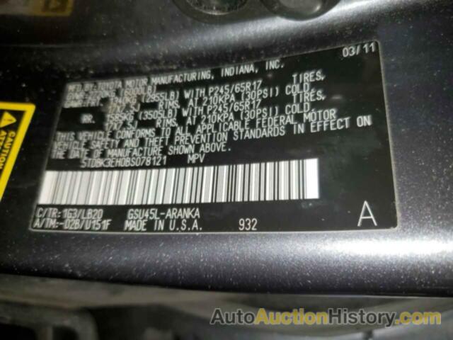 TOYOTA HIGHLANDER BASE, 5TDBK3EH0BS078121