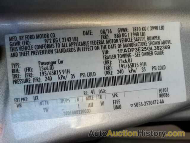 FORD FOCUS S, 1FADP3E25GL382369