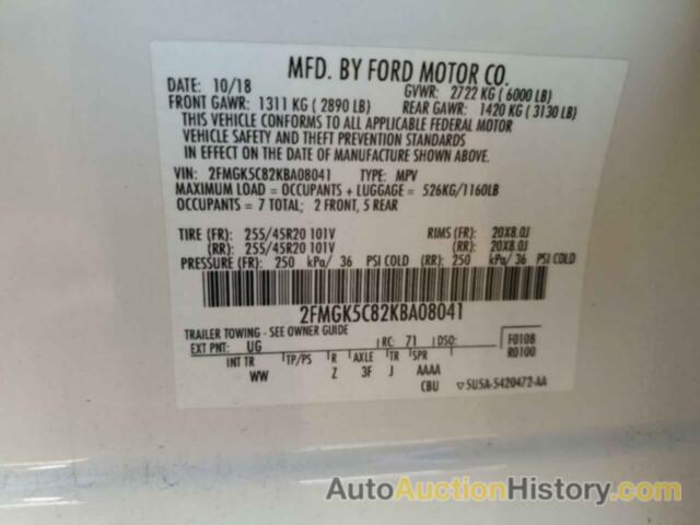 FORD FLEX SEL, 2FMGK5C82KBA08041