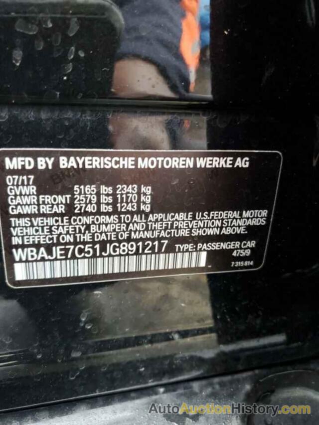 BMW 5 SERIES XI, WBAJE7C51JG891217
