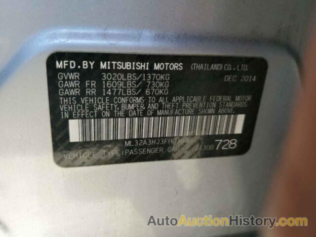 MITSUBISHI MIRAGE DE, ML32A3HJ3FH038257