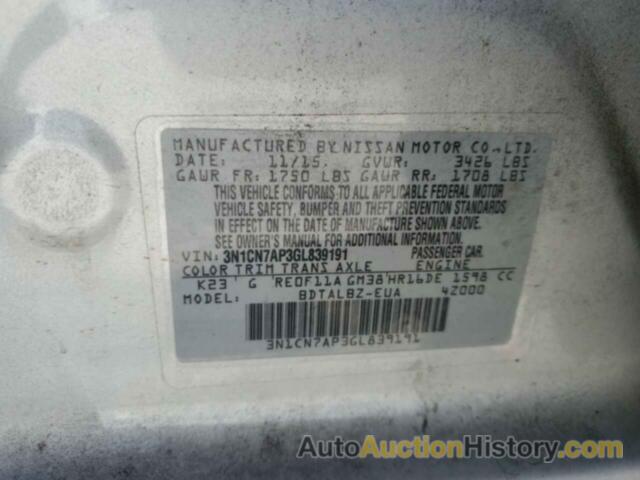 NISSAN VERSA S, 3N1CN7AP3GL839191