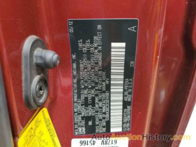 TOYOTA SIENNA BASE, 5TDKA3DC2CS014981