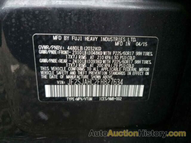 SUBARU FORESTER 2.5I LIMITED, JF2SJAHC2FH827634