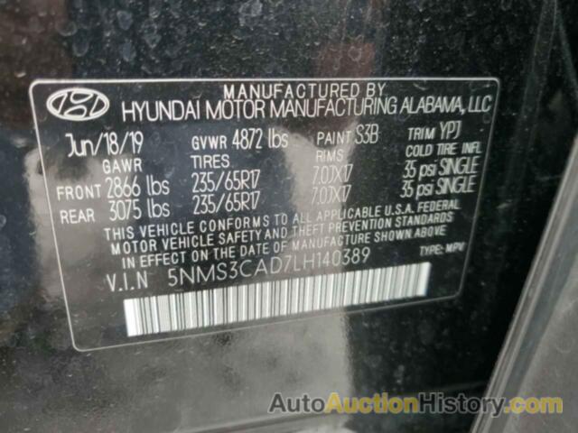 HYUNDAI SANTA FE SEL, 5NMS3CAD7LH140389