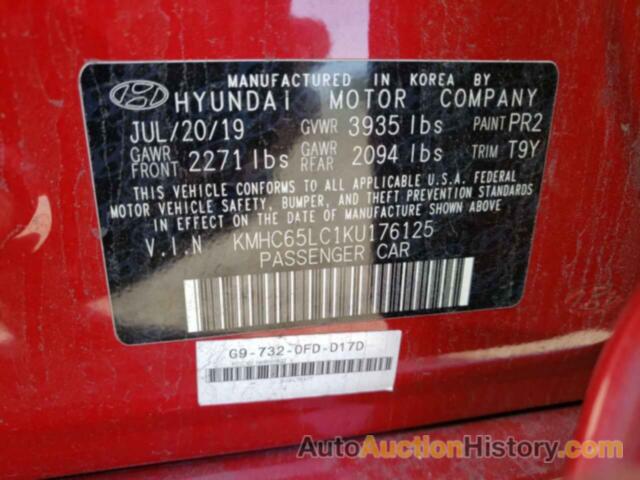 HYUNDAI IONIQ BLUE, KMHC65LC1KU176125