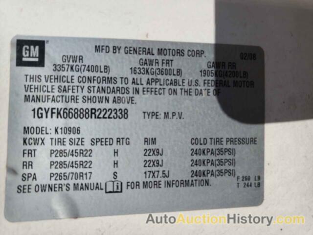 CADILLAC ESCALADE ESV, 1GYFK66888R222338