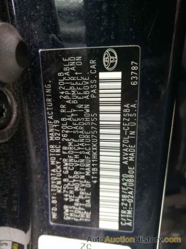 TOYOTA CAMRY L, 4T1B11HKXKU757755