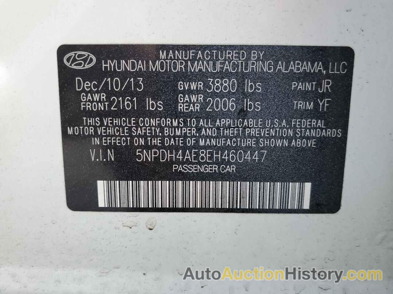 HYUNDAI ELANTRA SE, 5NPDH4AE8EH460447