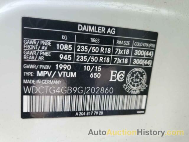 MERCEDES-BENZ GLA-CLASS 250 4MATIC, WDCTG4GB9GJ202860