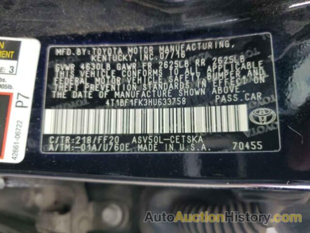 TOYOTA CAMRY LE, 4T1BF1FK3HU633758