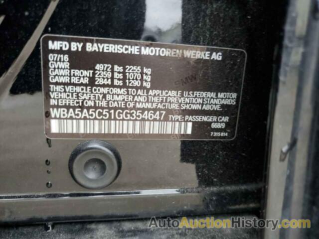 BMW 5 SERIES I, WBA5A5C51GG354647