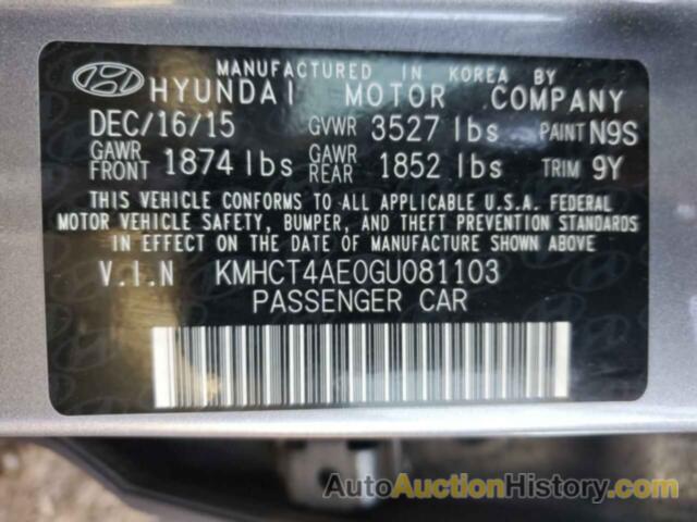 HYUNDAI ACCENT SE, KMHCT4AE0GU081103