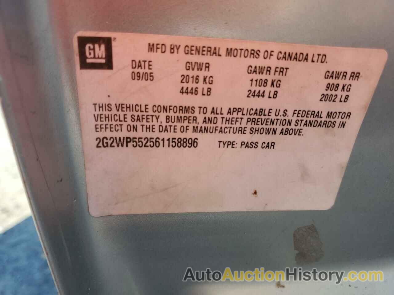 PONTIAC GRANDPRIX, 2G2WP552561158896