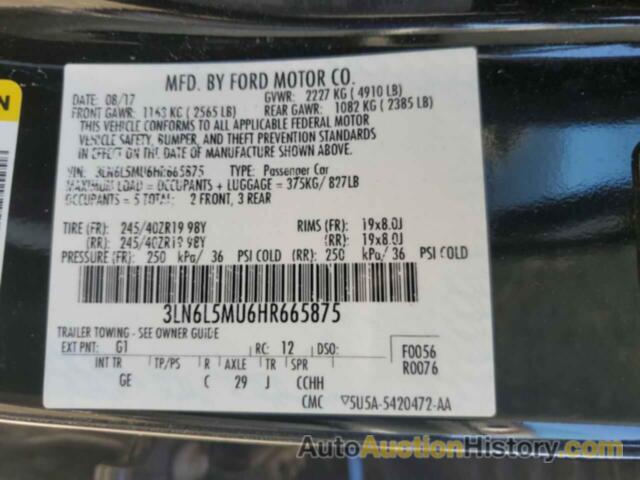 LINCOLN MKZ HYBRID RESERVE, 3LN6L5MU6HR665875