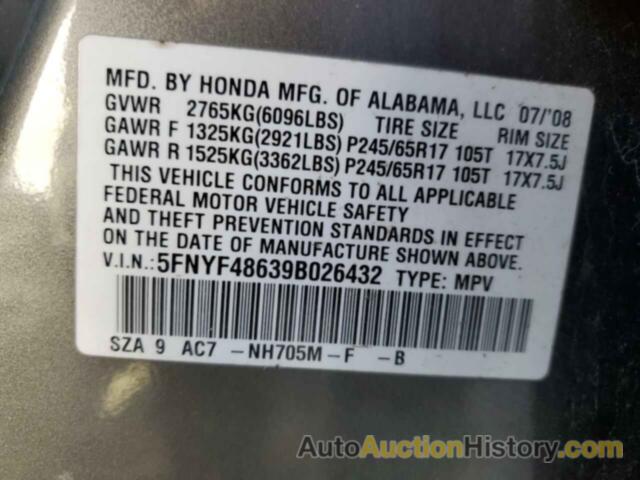 HONDA PILOT EXL, 5FNYF48639B026432