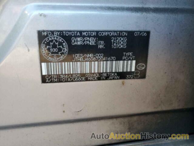 LEXUS ES350 350, JTHBJ46G872041670