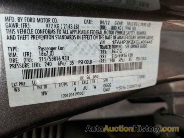 FORD FOCUS SE, 1FAHP3K2XCL400445