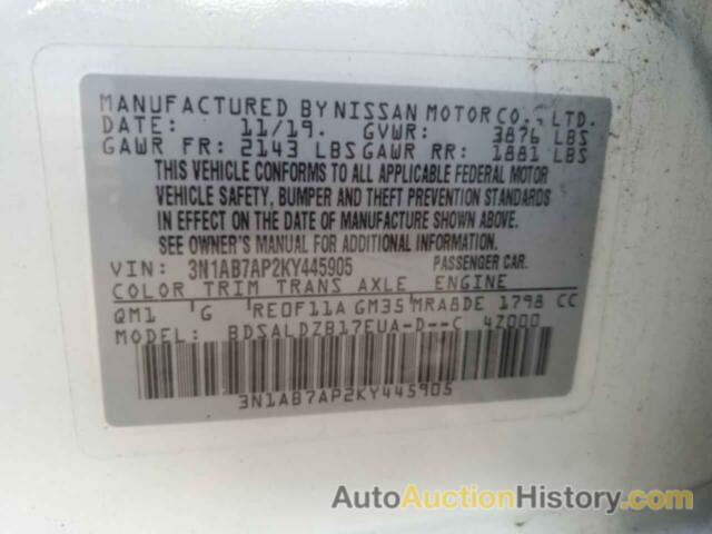 NISSAN SENTRA S, 3N1AB7AP2KY445905