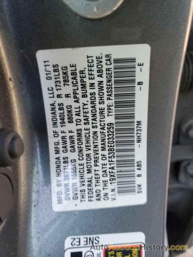 HONDA CIVIC LX, 19XFA1F53BE033259