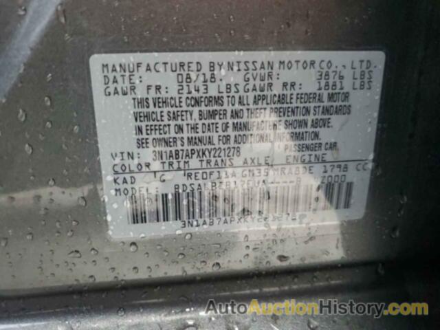 NISSAN SENTRA S, 3N1AB7APXKY221278