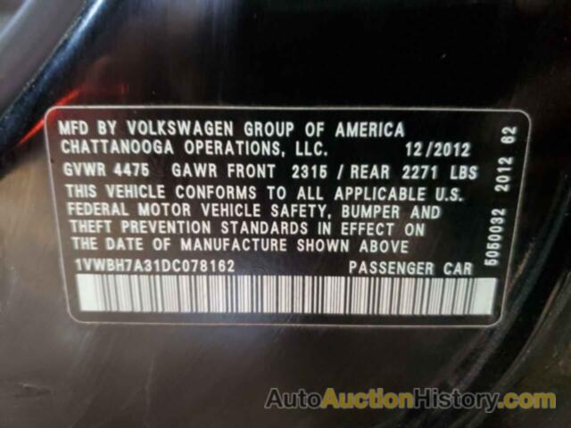 VOLKSWAGEN PASSAT SE, 1VWBH7A31DC078162