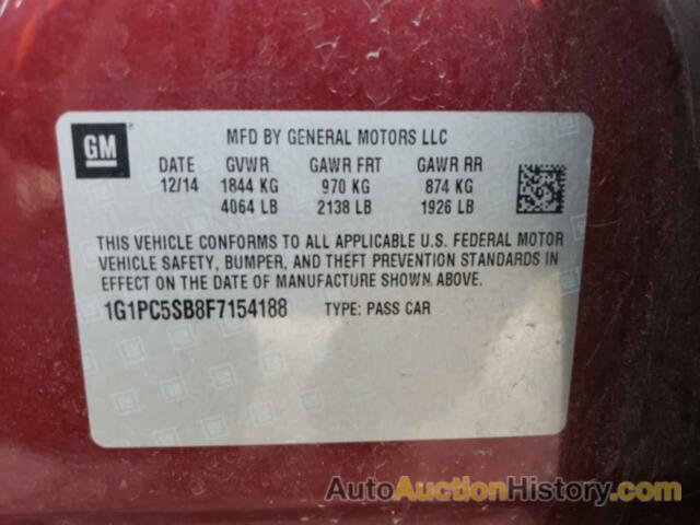 CHEVROLET CRUZE LT, 1G1PC5SB8F7154188