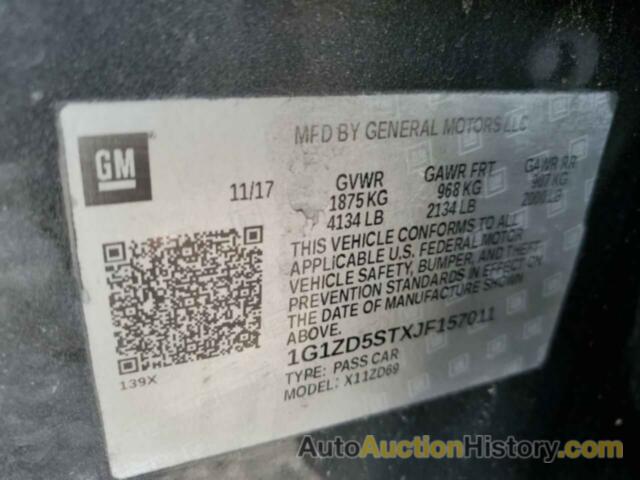 CHEVROLET MALIBU LT, 1G1ZD5STXJF157011