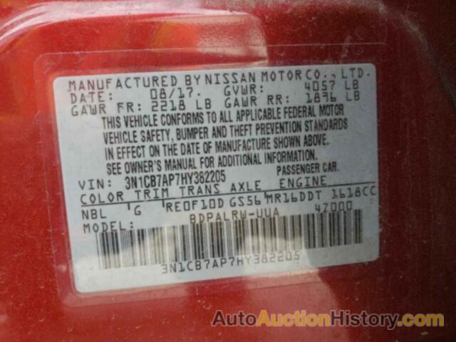 NISSAN SENTRA SR TURBO, 3N1CB7AP7HY382205