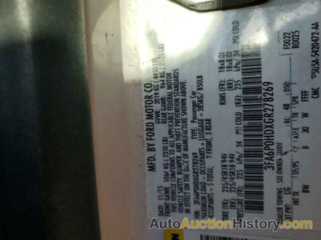 FORD FUSION SE, 3FA6P0HDXGR278269