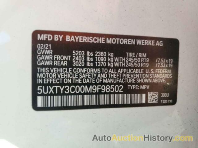 BMW X3 SDRIVE30I, 5UXTY3C00M9F98502