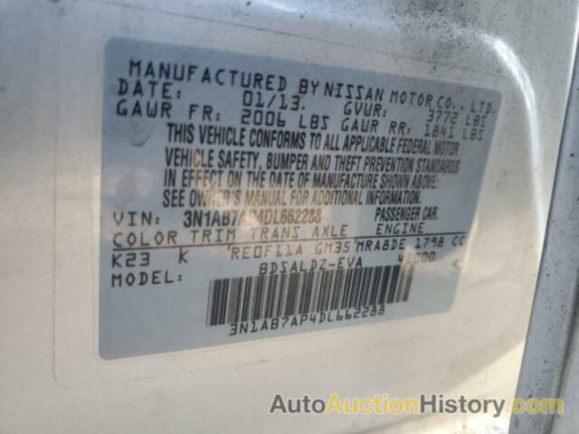 NISSAN SENTRA S, 3N1AB7AP4DL662288