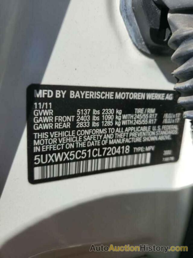 BMW X3 XDRIVE28I, 5UXWX5C51CL720418