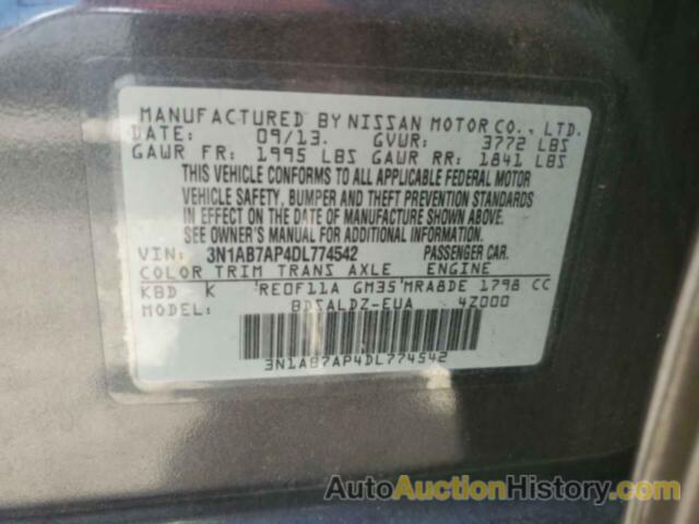 NISSAN SENTRA S, 3N1AB7AP4DL774542