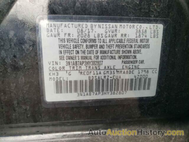 NISSAN SENTRA S, 3N1AB7AP3HY382807