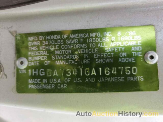 HONDA ACCORD LXI, 1HGBA7341GA164750