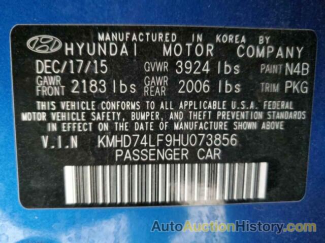 HYUNDAI ELANTRA SE, KMHD74LF9HU073856