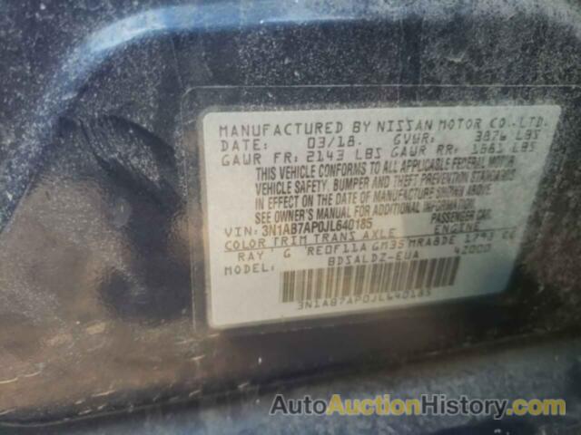 NISSAN SENTRA S, 3N1AB7AP0JL640185