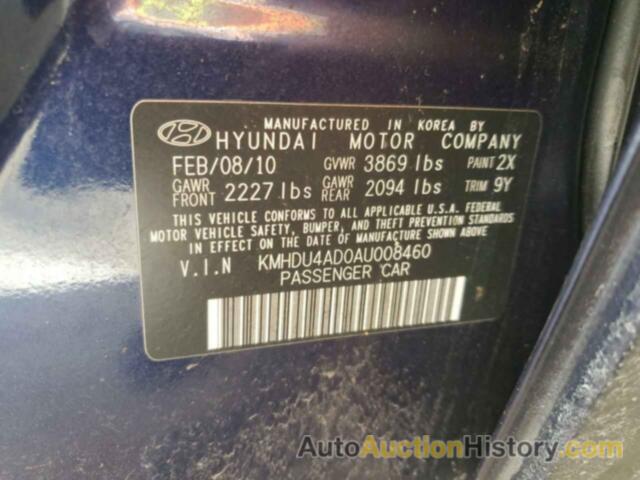 HYUNDAI ELANTRA BLUE, KMHDU4AD0AU008460