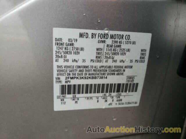 FORD EDGE TITANIUM, 2FMPK3K92KBB73814