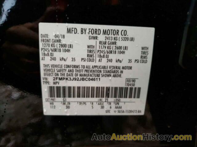 FORD EDGE SEL, 2FMPK3J92JBC04611