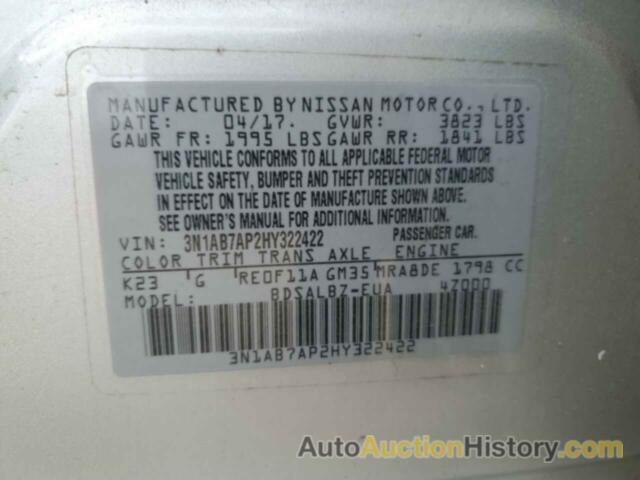 NISSAN SENTRA S, 3N1AB7AP2HY322422